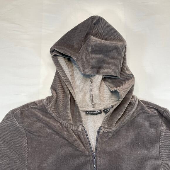 Vintage Y2K St. John's Bay Corduroy Full Zip Hoodie Taupe Gray Women's XL - Picture 6 of 7